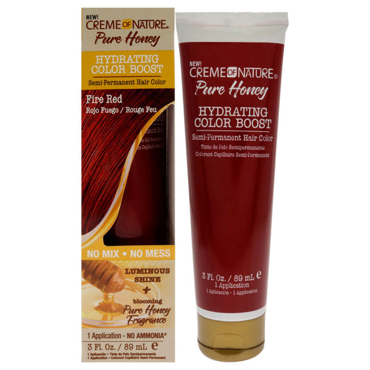 Pure Honey Hydrating Color Boost Semi-Permanent Hair Color - Fire Red by Creme of Nature for Unisex - 3 oz Hair Color