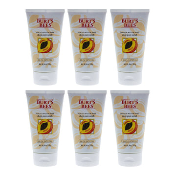 Peach and Willow Bark Deep Pore Scrub by Burts Bees for Women - 4 oz Scrub - Pack of 6