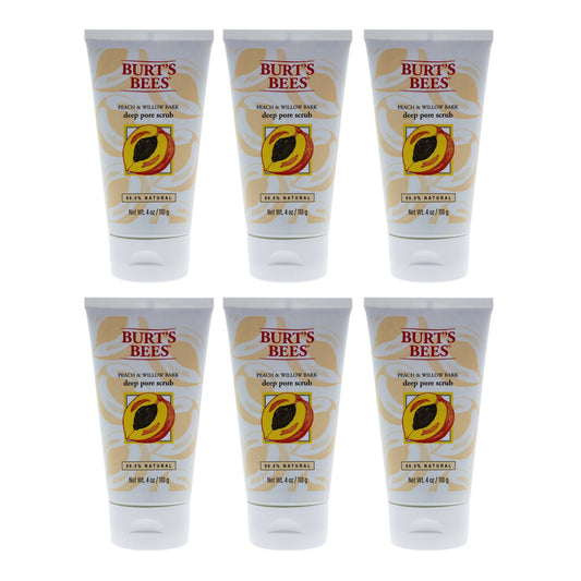 Peach and Willow Bark Deep Pore Scrub by Burts Bees for Women - 4 oz Scrub - Pack of 6