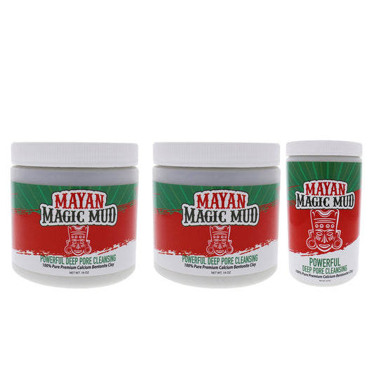 Powerful Deep Pore Cleansing Clay Kit by Mayan Magic Mud for Unisex - 3 Pc Kit 2 x 16oz Cleanser, 32